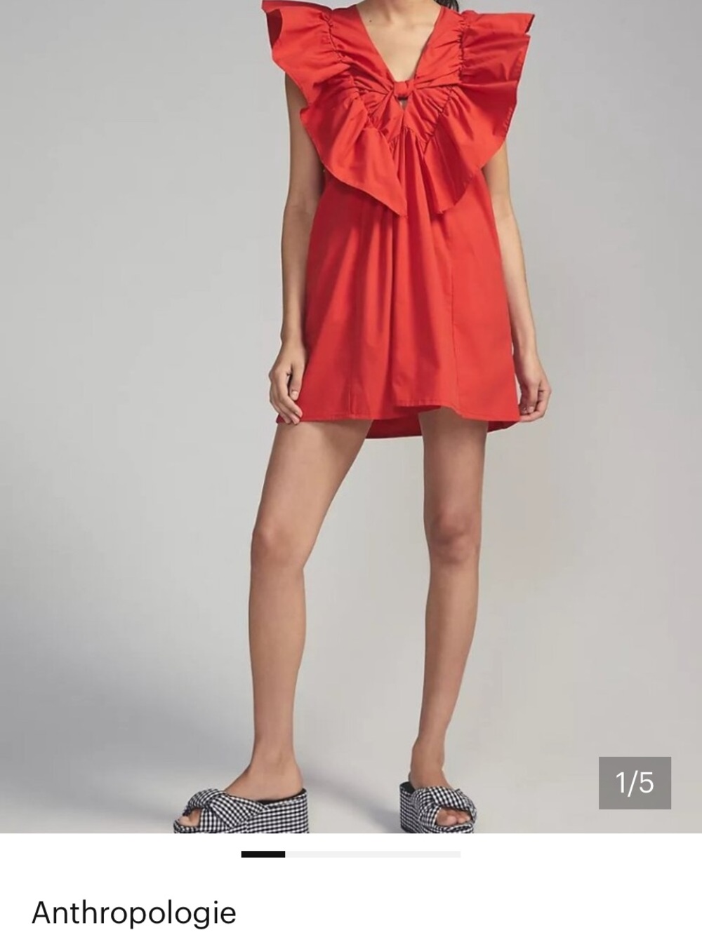 ANTHROPOLOGIE: Poplin Ruffle Twist Mini Dress